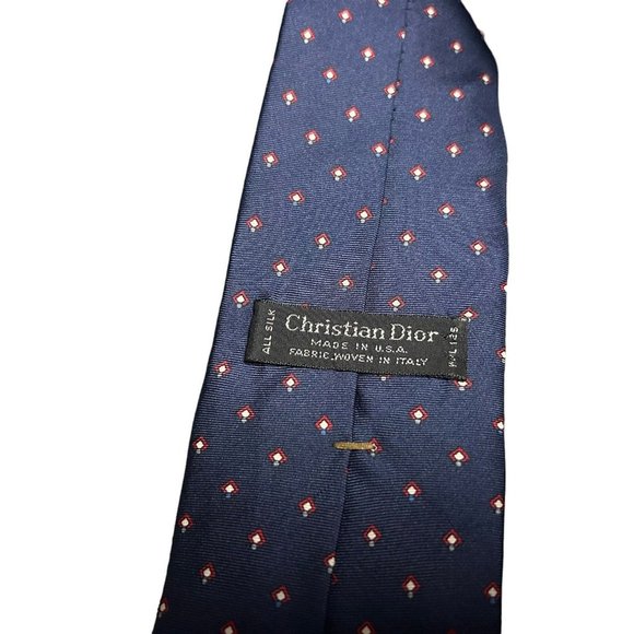 Vintage Christian Dior Blue Geometric  Mens Neck Tie Designer USA All Silk - Picture 4 of 11